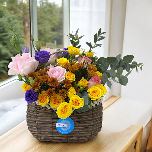 Charming Floral Delight in a Native Basket