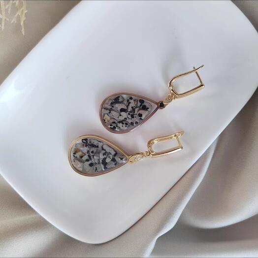 Серьги из порфира в эпоксидной смоле