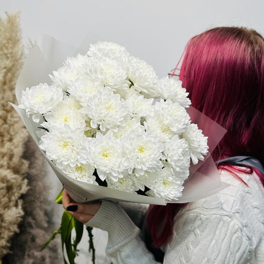 Букет из белоснежных хризантем (02010130)