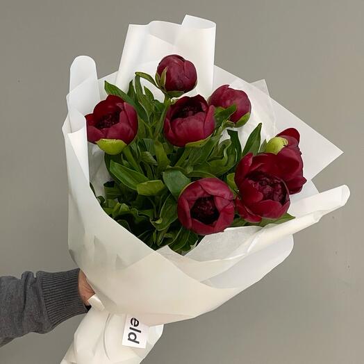 BURGUNDY BLOOM букет из 7 пионов