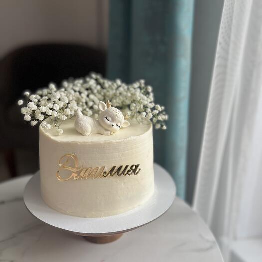 Детский торт с живыми цветами