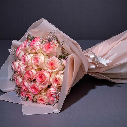 Esperance Rose Bouquet – Elegant 20-Stem Pink-Tipped Roses for Special Occasions