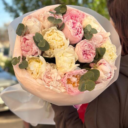 Букет нежных пионов ,15 шт