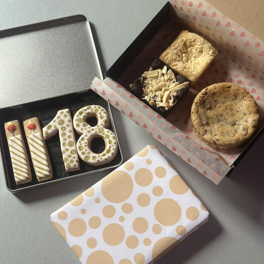 Luxury Milestone Birthday Trio Treat Box   Number Cookie Tin | Celebration Gift Set | Oh You Fancy