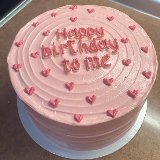 Торт розовый «happy birthday»