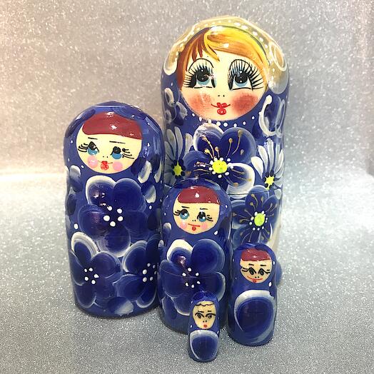 Матрешка Синие Цветы