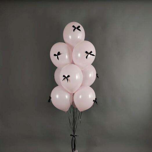 Light pink balloons with black bows 10 balloons