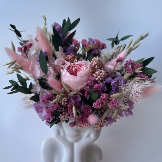 Букет из сухоцветов в кашпо Мечтательница Piones