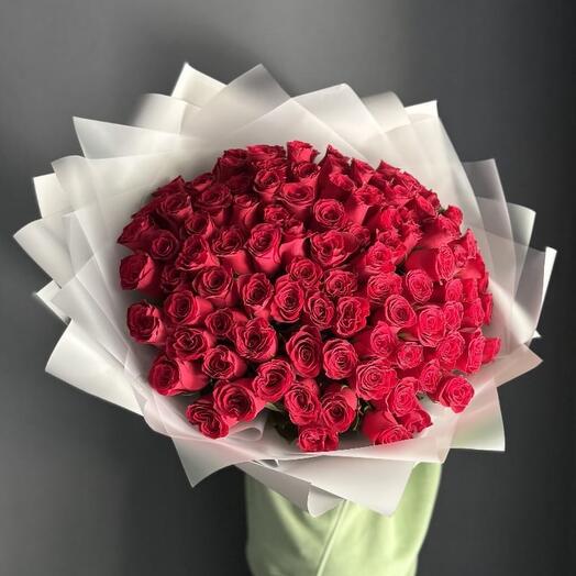 🌹Монобукет 101 роза в объемной упаковке