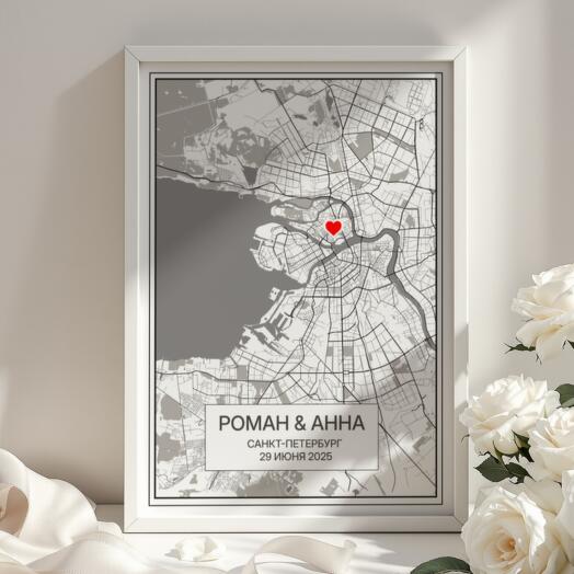 Именной постер в подарок на свадьбу, Стиль Модерн, 30x40 см