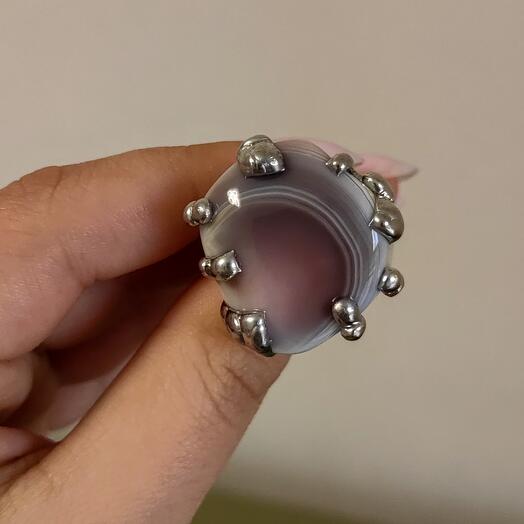 Кольцо с агатом ручной работы