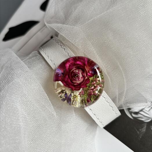 Браслет из эпоксидной смолы с цветами розы вереск жемчужница Счастливые часов не наблюдают кожаный ремешок