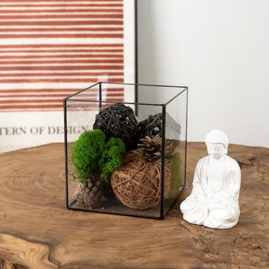 Кашпо для цветов , прозрачный горшок 12 см Кубик