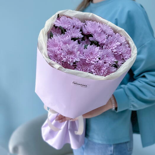 Букет из 5 сиреневых хризантем Балтика «Лавандовый дзен» 💜 37347