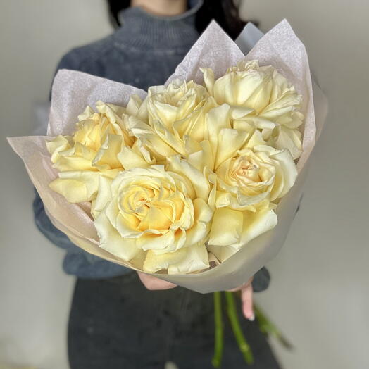 Кремовая, пионовидная Роза Кэндилайт х5 🫰💛