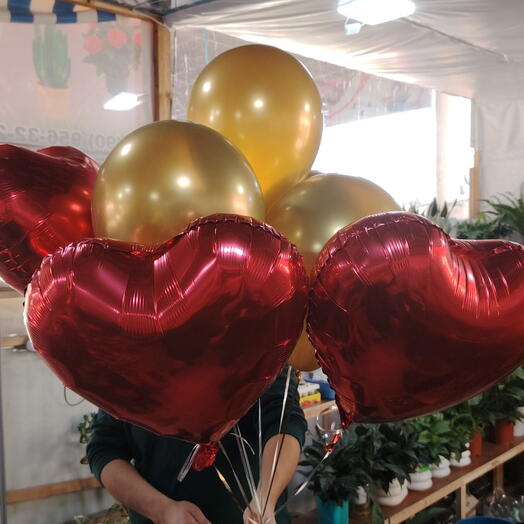 Воздушный фонтан "Сердца в облаках" 🎈 набор облако из 8 шаров ☁️️🫧🍭🦄🌻