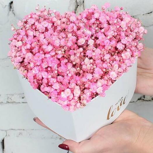 Pink Gypsophila Heart composition