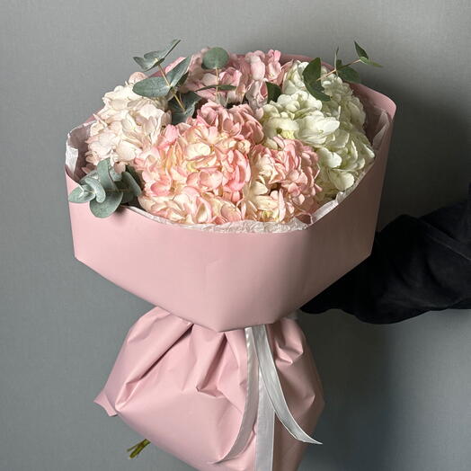 Букет с гортензиями и эвкалиптом 🌸💗