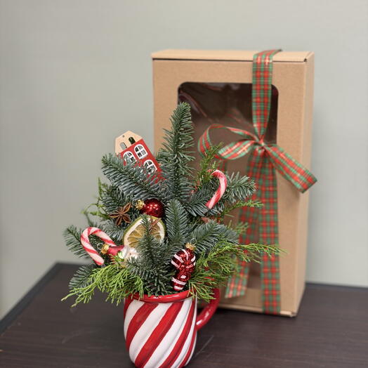 Зимний букет в кружке