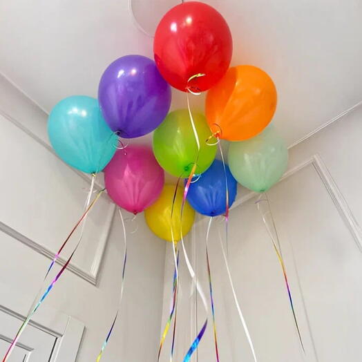 Воздушные шары с гелием на день рождения ассорти цветные 9шт
