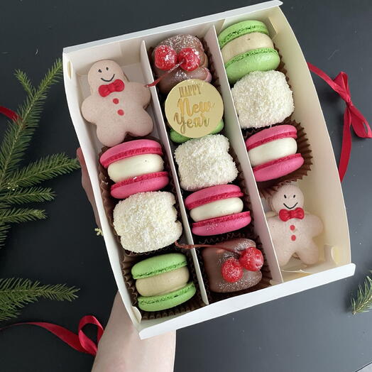 🎄🎉Макарон новогодние 13 шт ассорти вкусов