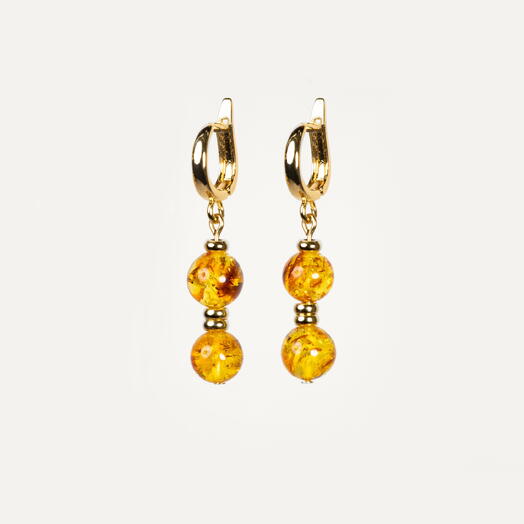 Серьги Мирт Янтарь желтый 14K (EAR1158)