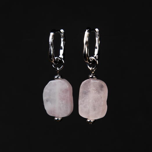 Серьги Акация Розовый кварц Rh+ (EAR1140)