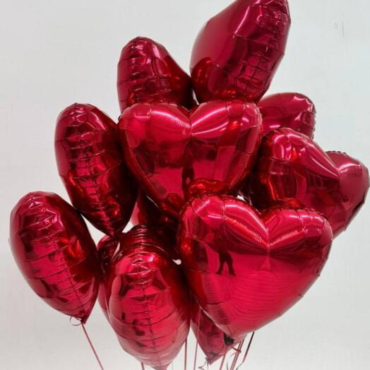 Сердце фольгированное красное 15 шт