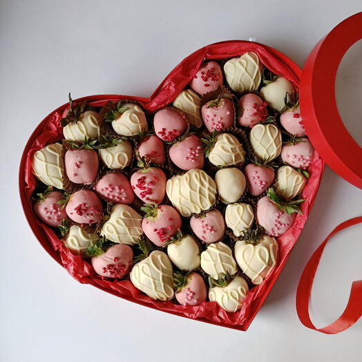 Сердце ХL с клубникой в шоколаде 🍓Клубника в шоколаде Дофаминовый букет
