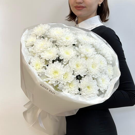 Букет белых кустовых хризантем, 5шт