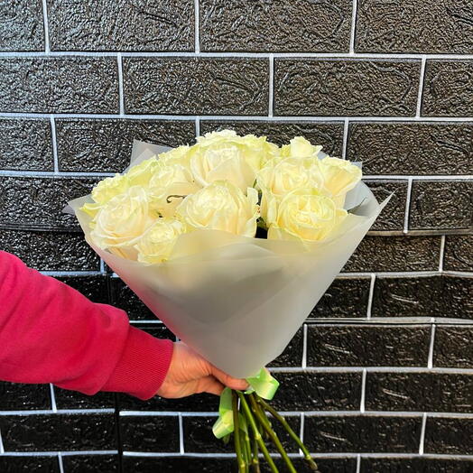 Букет из 15 Белых Роз Эквадор 50см