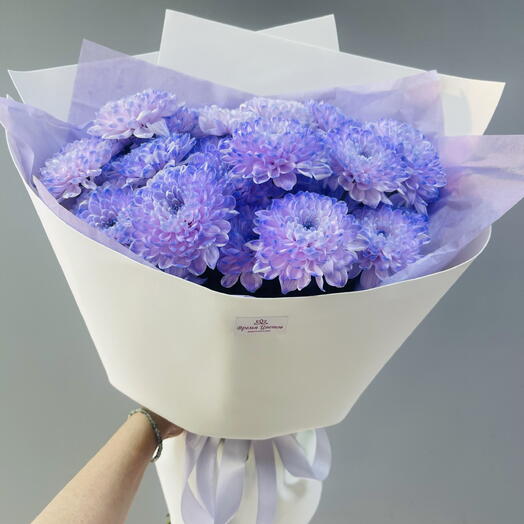 Букет 💐 из 5 сиреневых хризантем