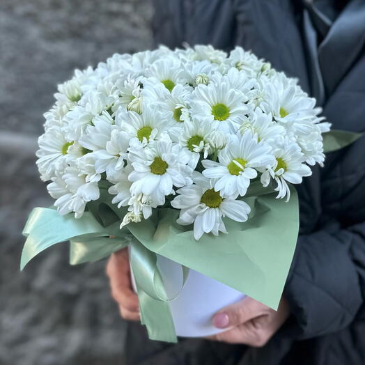 Коробочка с ромашковыми хризантемами