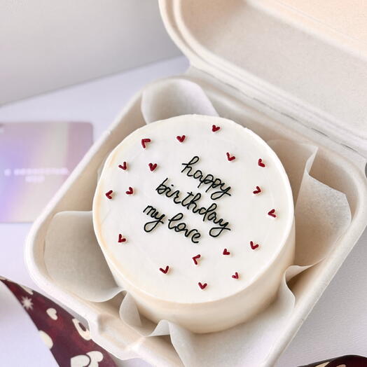 Бенто торт на день рождения с сердечками happy birthday my love девушке, жене, подруге, парню, мужу