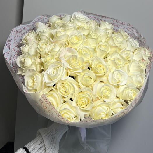 Белые розы 51 шт ХИТ