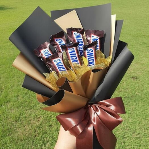Сладкий букет из сникерсов "Не тормози"🍫🎁😎 коллеге, другу, брату, мужу