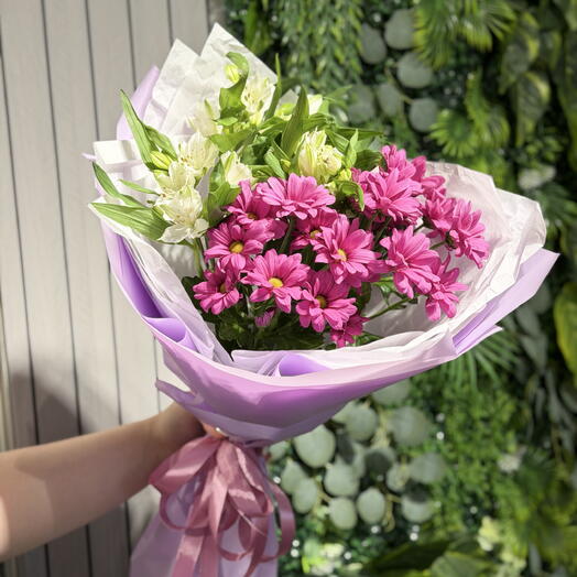 Букет из хризантемы и альстромерии💐