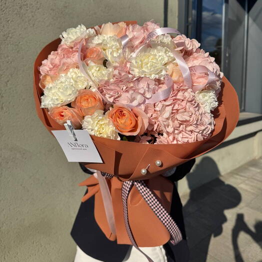 Букет пион роза, гортензия 🧡