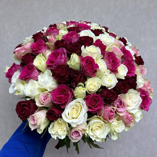 Букет из 101 кенийской розы микс 💐
