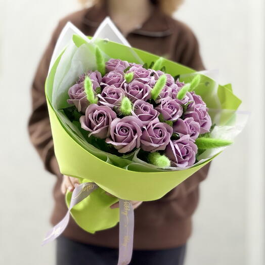 Букет из мыльных роз «Лавандовый рассвет»💜
