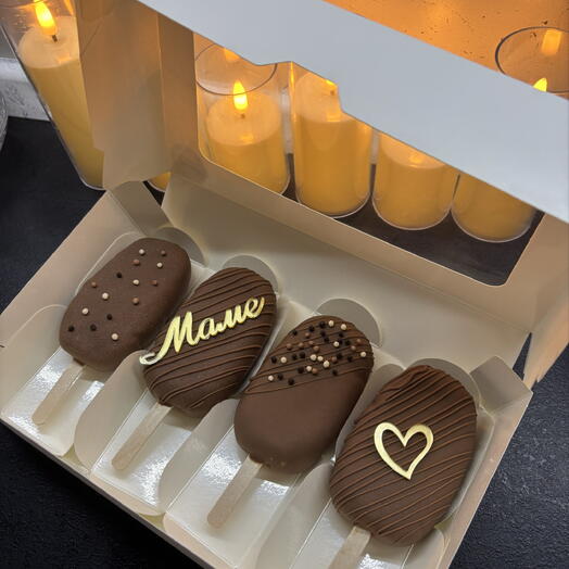 Бисквитное эскимо для мамы, 4шт, вкус на выбор