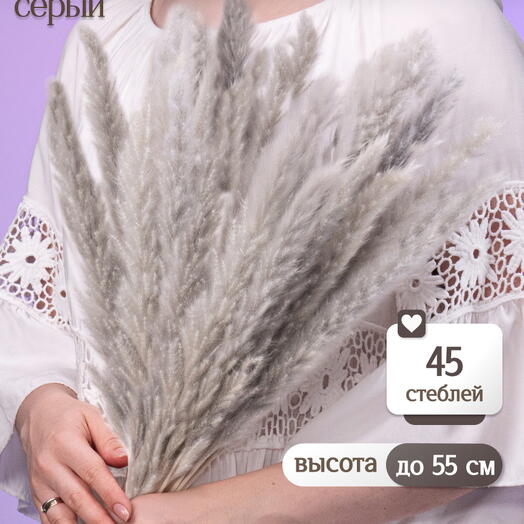 Пампас мини серый 45 шт. Высший сорт М271