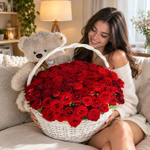 Корзина из 151 розы