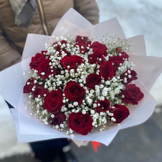 Букет «Розы на снегу для любимой»