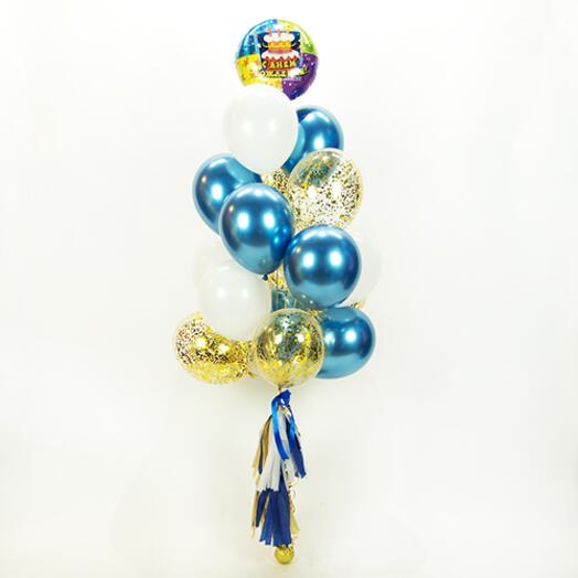 Bouquet of balloons "Happy Birthday chrome"