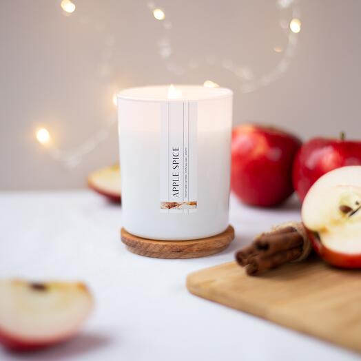 Арома свеча "Apple Spice" / Яблоко и Корица / 200 мл. в белом стакане / AESTHETE home / 14 февраля / 8 марта
