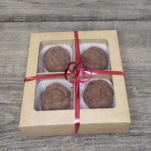 Set of flowers chocolate peonies