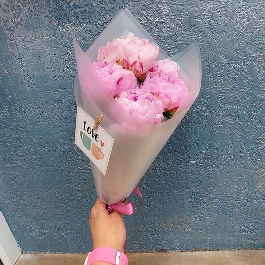 Bouquet of 5 peonies