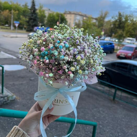 Flowers in a box: rainbow gypsophila