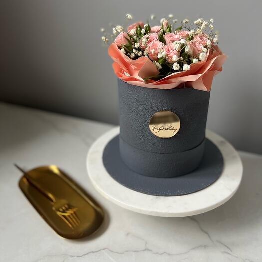 Торт коробка с цветами , flower box